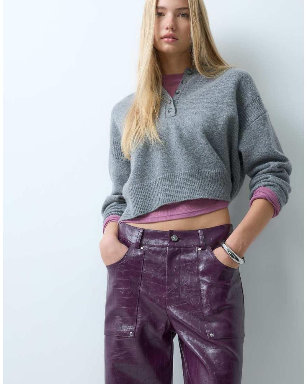 laagam Blue Elwyn Textured Wide Leg Pants