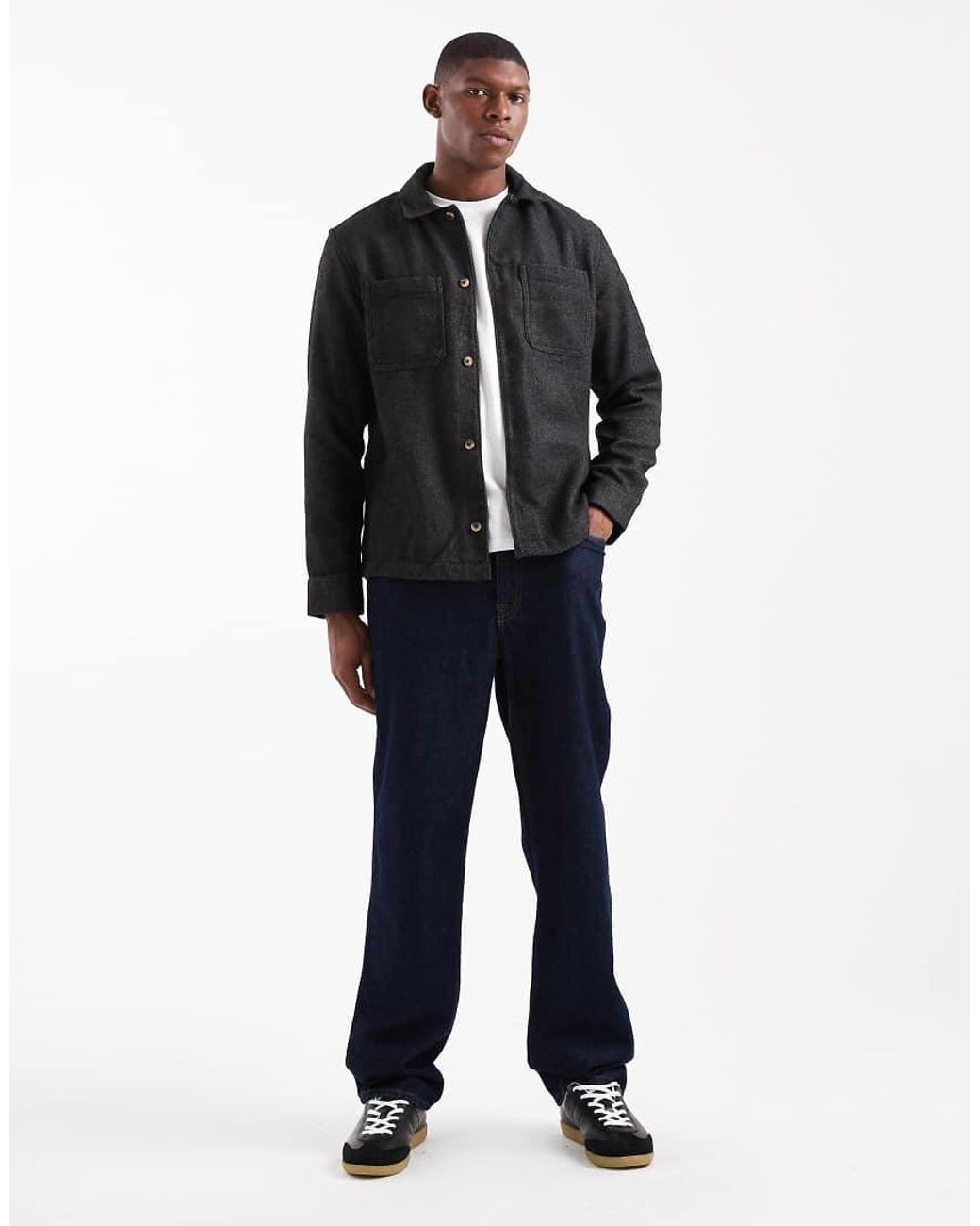 ASOS Black Wool Look Overshirt for men