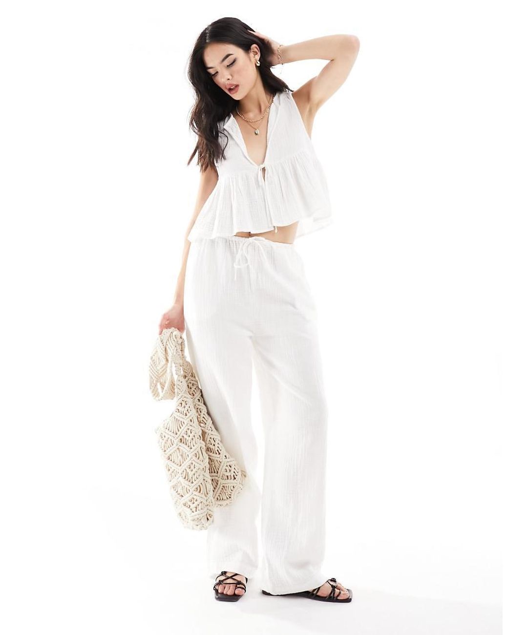 Iisla & Bird White Tie Front Beach Waistcoat