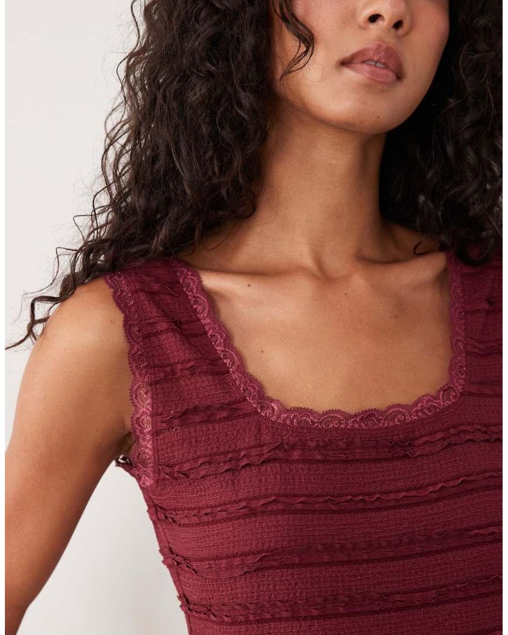 Miss Selfridge Square Neck Textured Top With Peplum Hem