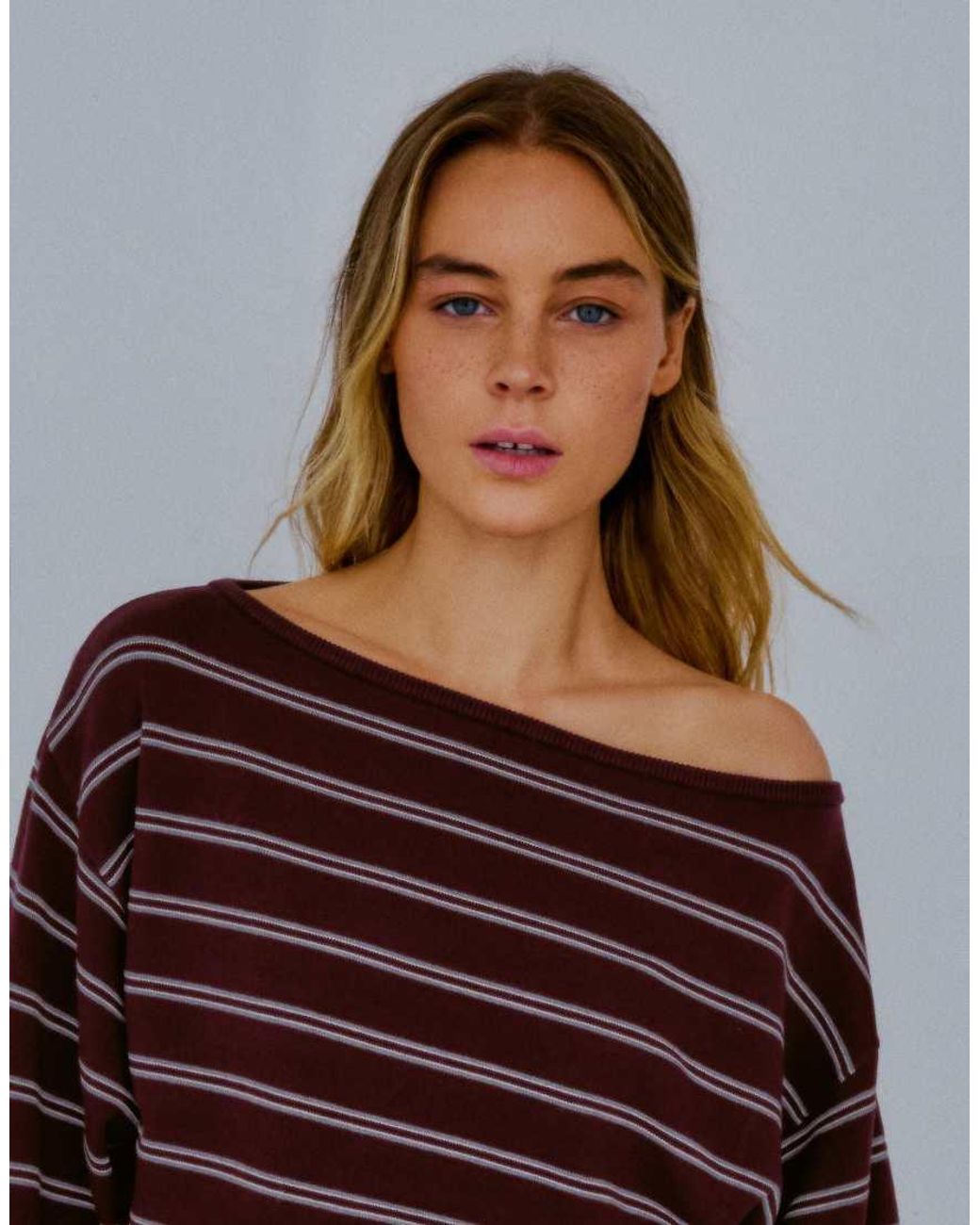 Bershka Brown Asymmetric Neck Jumper