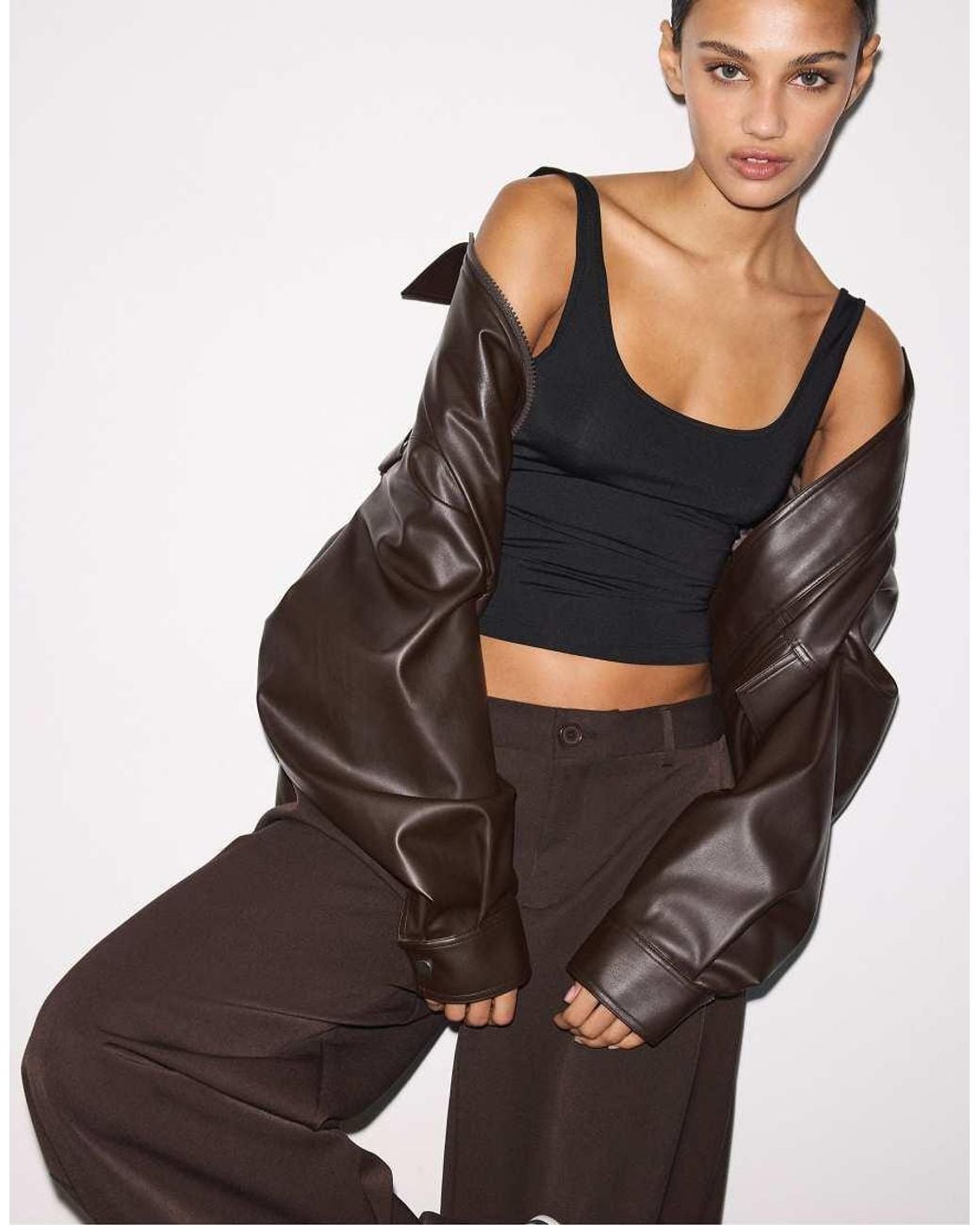 Stradivarius Black Str Polyamide Tank Top