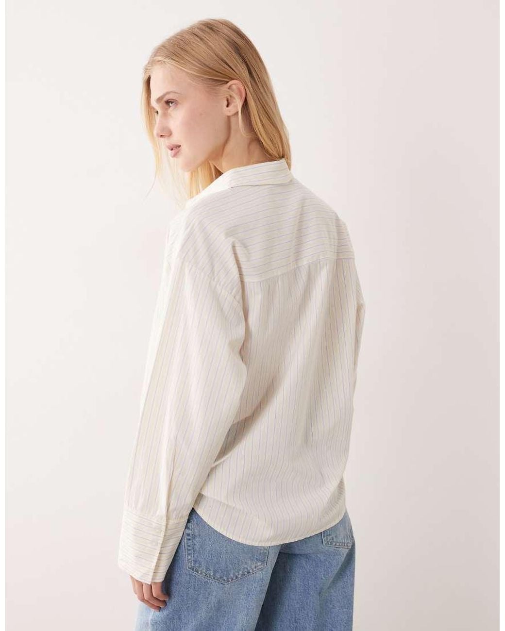 JJXX White Poplin Shirt With Lilac Stripe