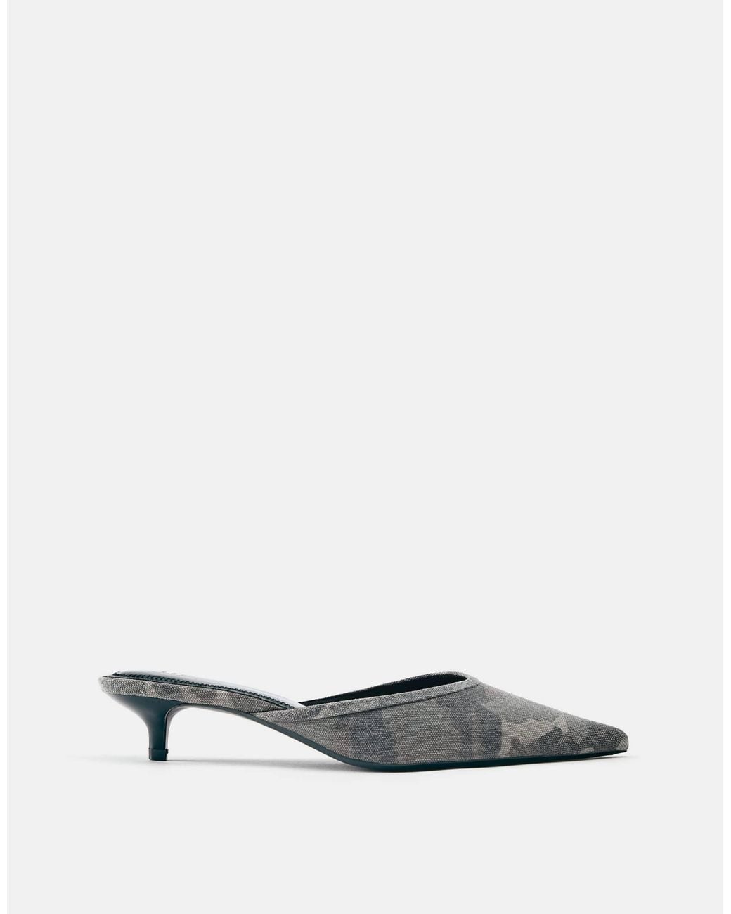 Pull&Bear White Bedruckte mules mit absatz