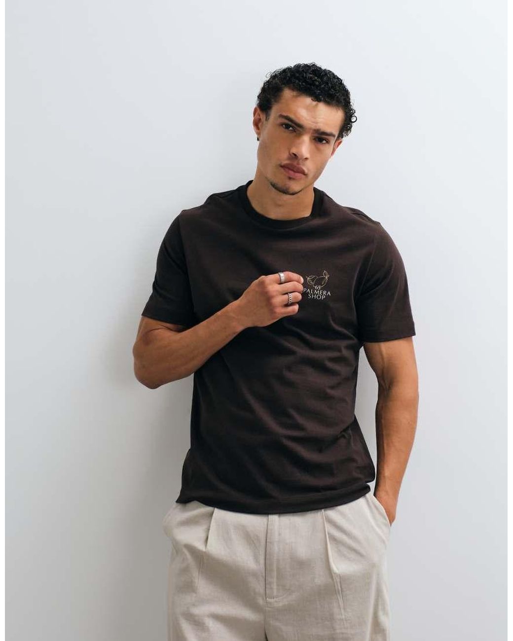Mango Black Graphic T-shirt for men