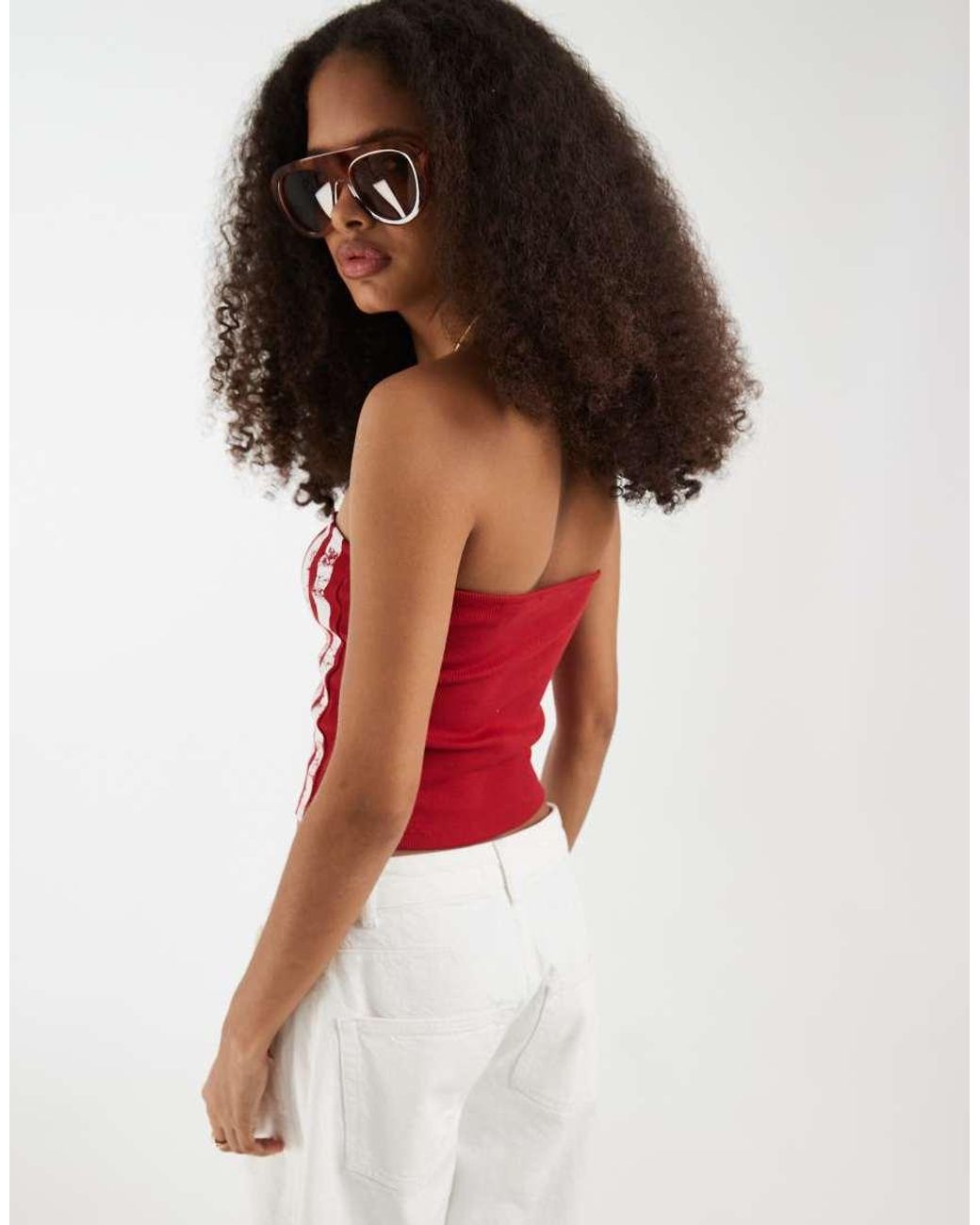 JJXX Red Spain Ribbed Bandeau