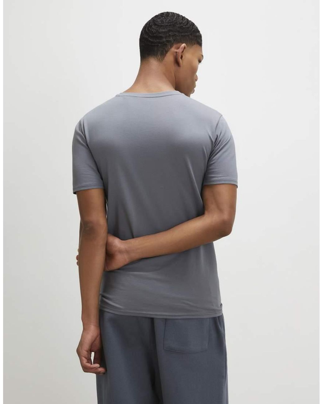River Island Blue Muscle Fit Cotton V Neck T-Shirt for men