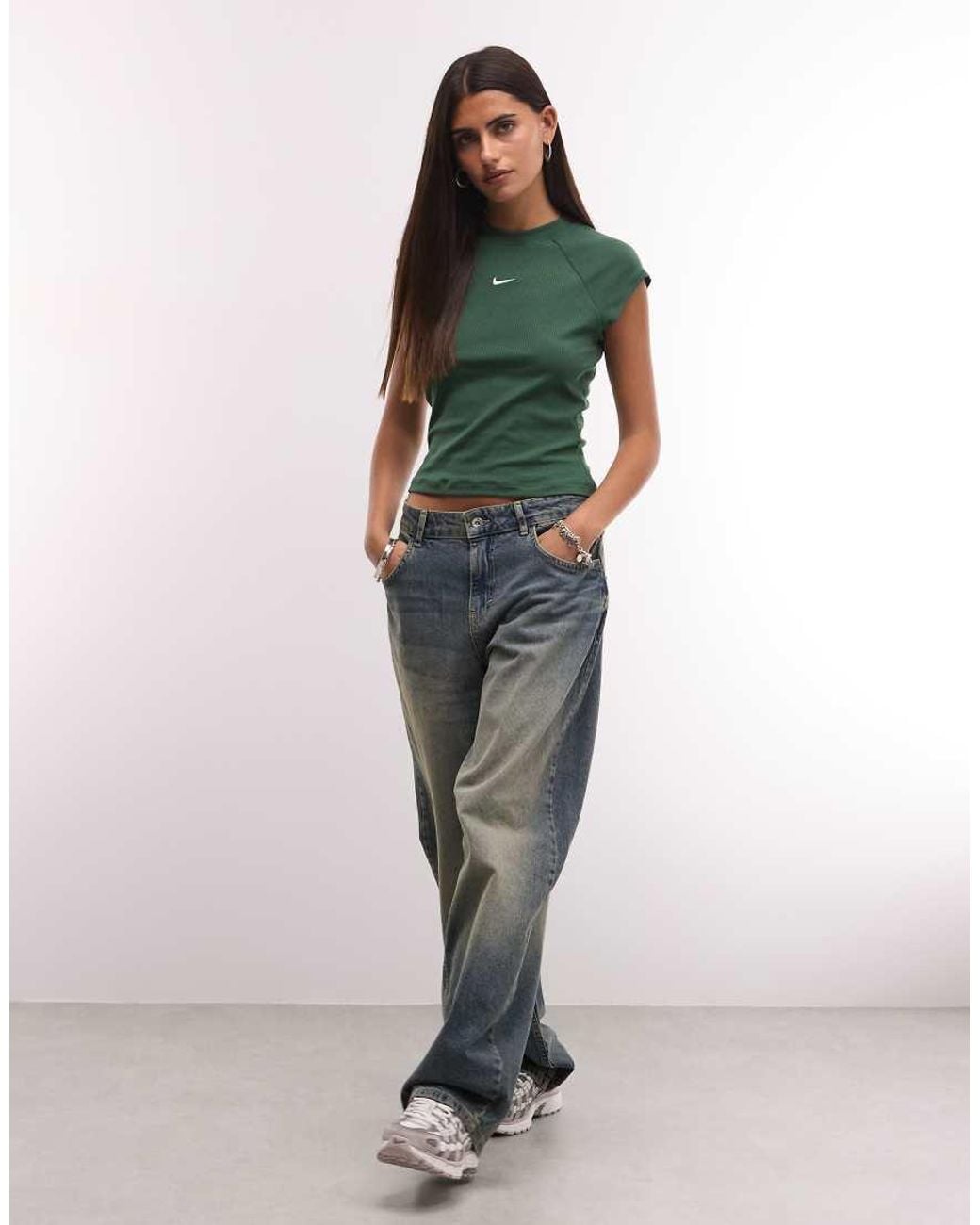 Nike Green Chill Ribbed Knit Top