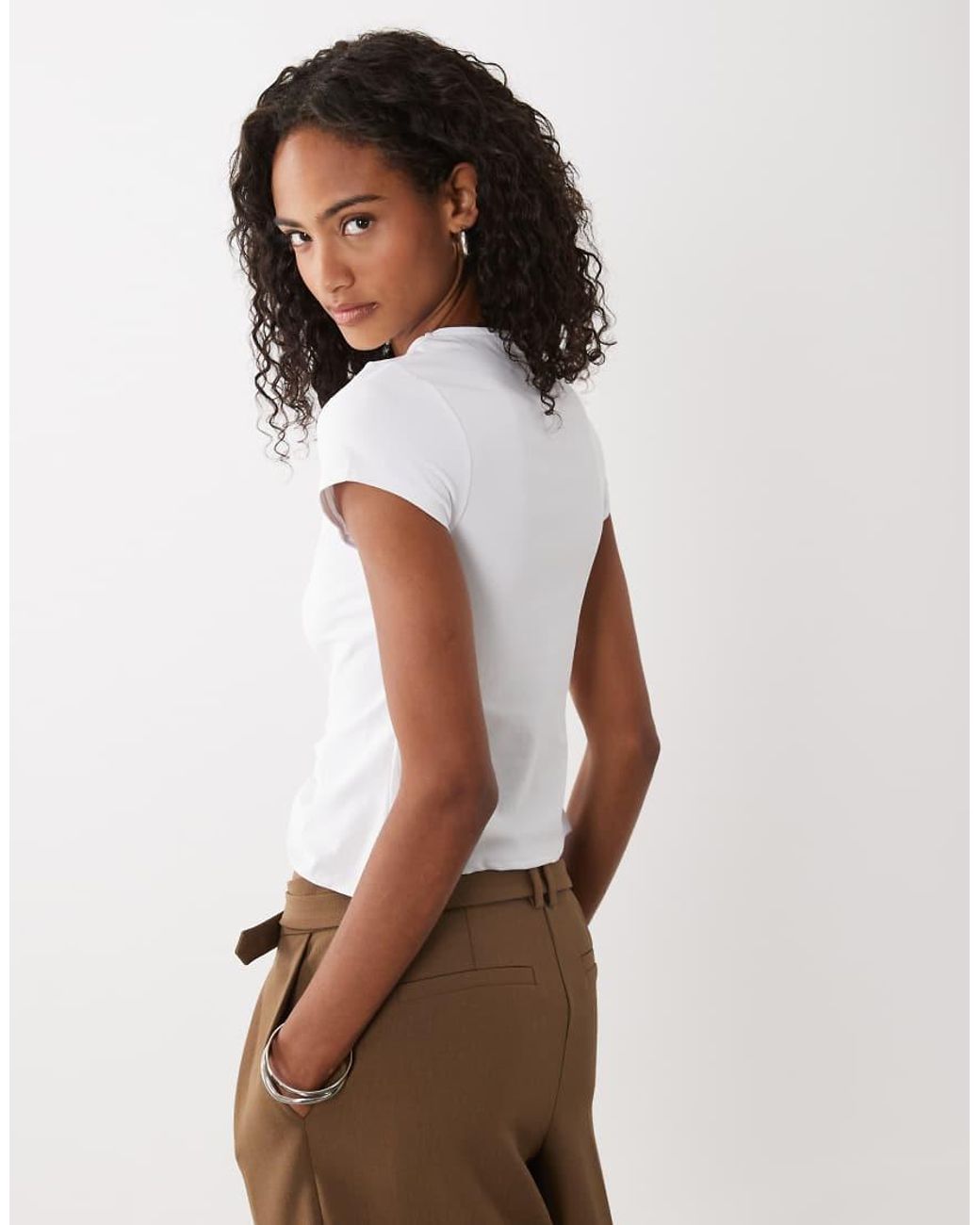 ASOS Green Short Sleeve Crop Top With Wire Trim Detail