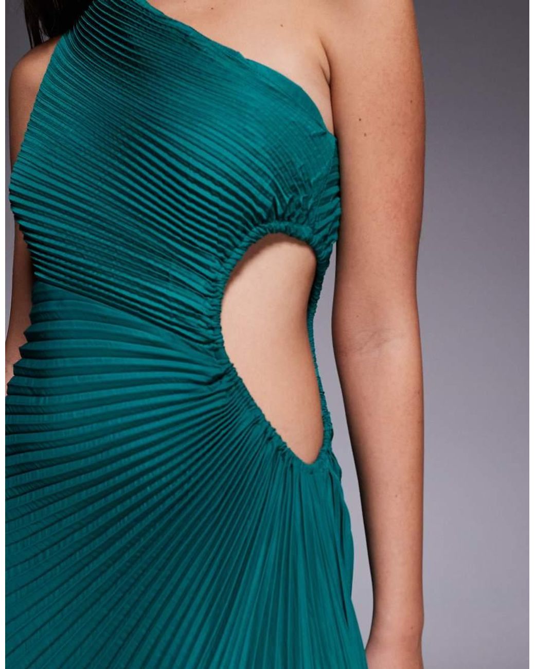 Aria Cove Blue Pleated One Shoulder Cut Out Maxi Dress