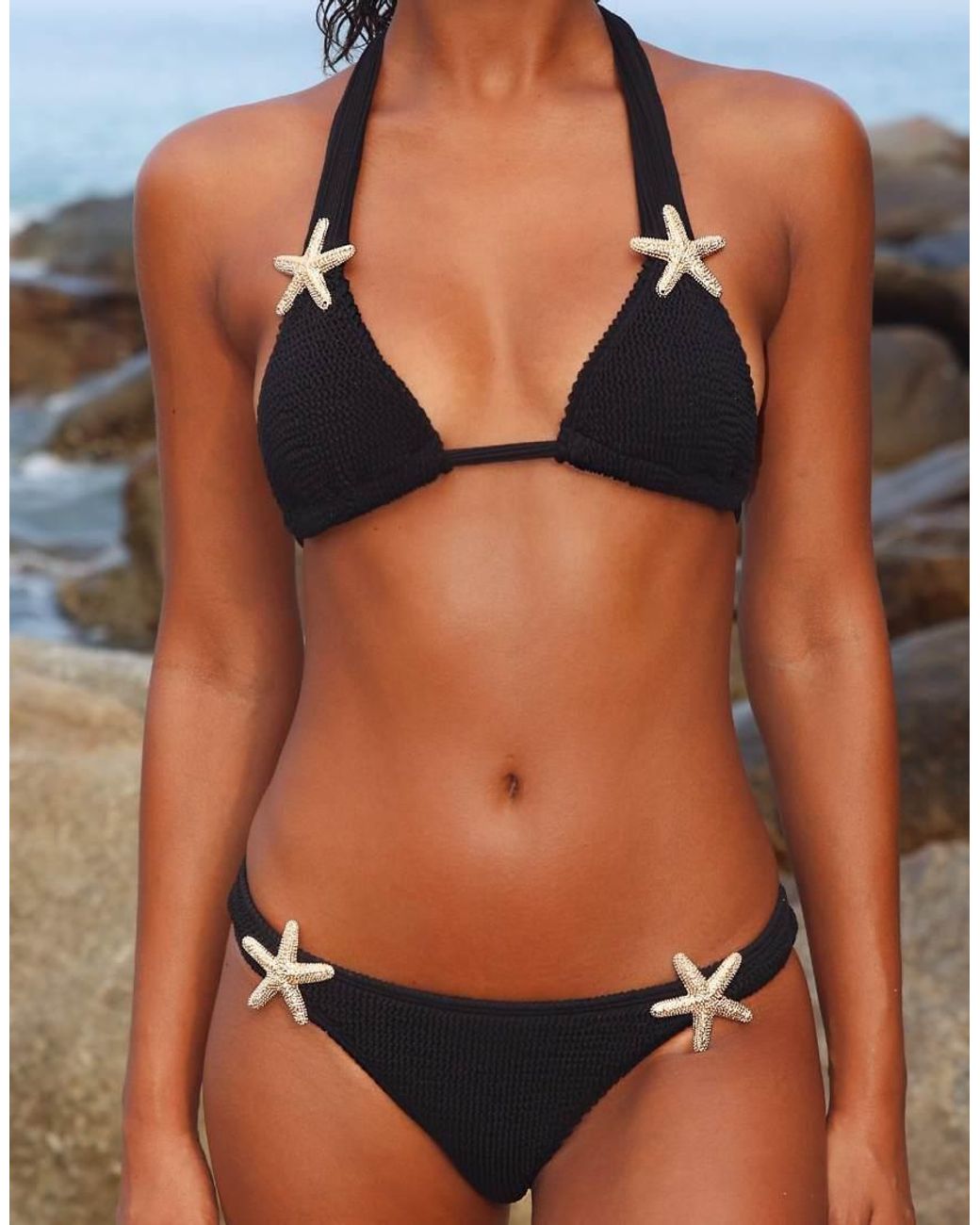 Moda Minx Black Scrunch Starfish Fixed Bikini Bottom