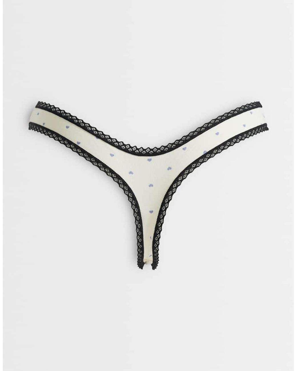 ASOS Gray Faye 3 Pack Heart Print Thong With Lace Trim