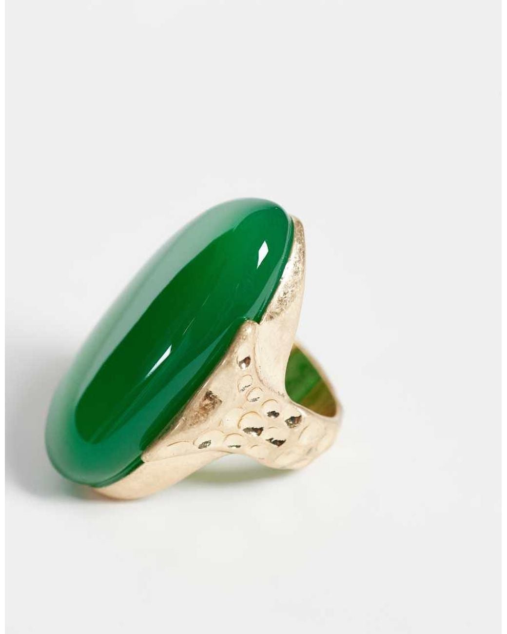 ASOS Statement Ring With Green Stone Setting