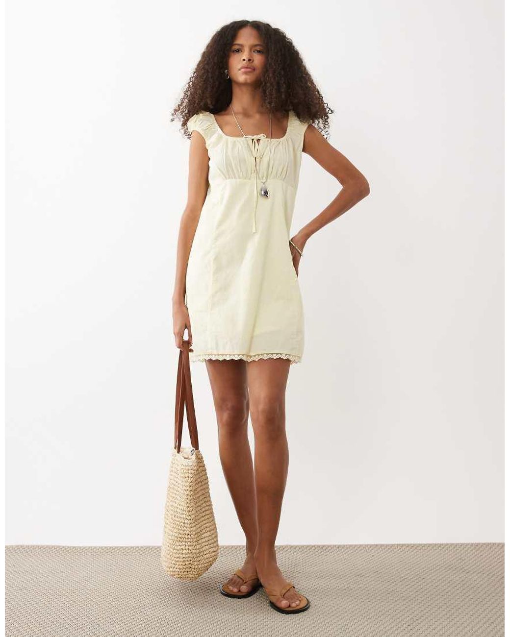 Wednesday's Girl Natural Milkmaid Mini Dress