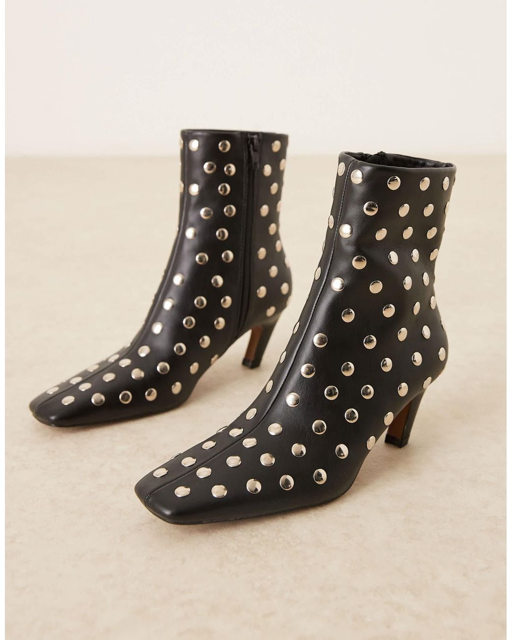 ASOS Natural Raye Studded Chisel Toe Ankle Boots