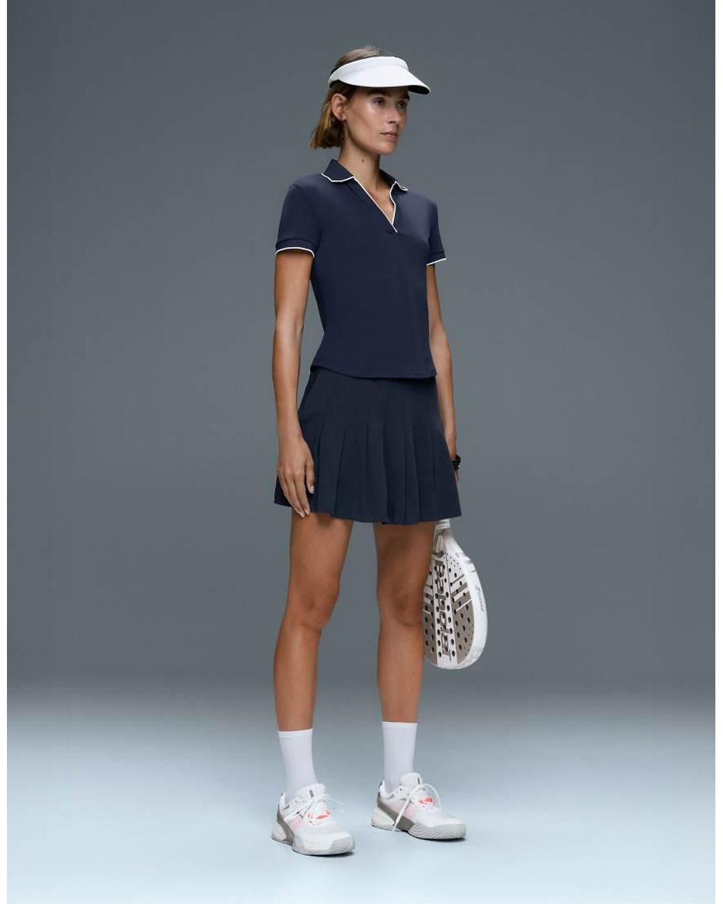 Oysho Blue Short Pleated Piqué Skirt