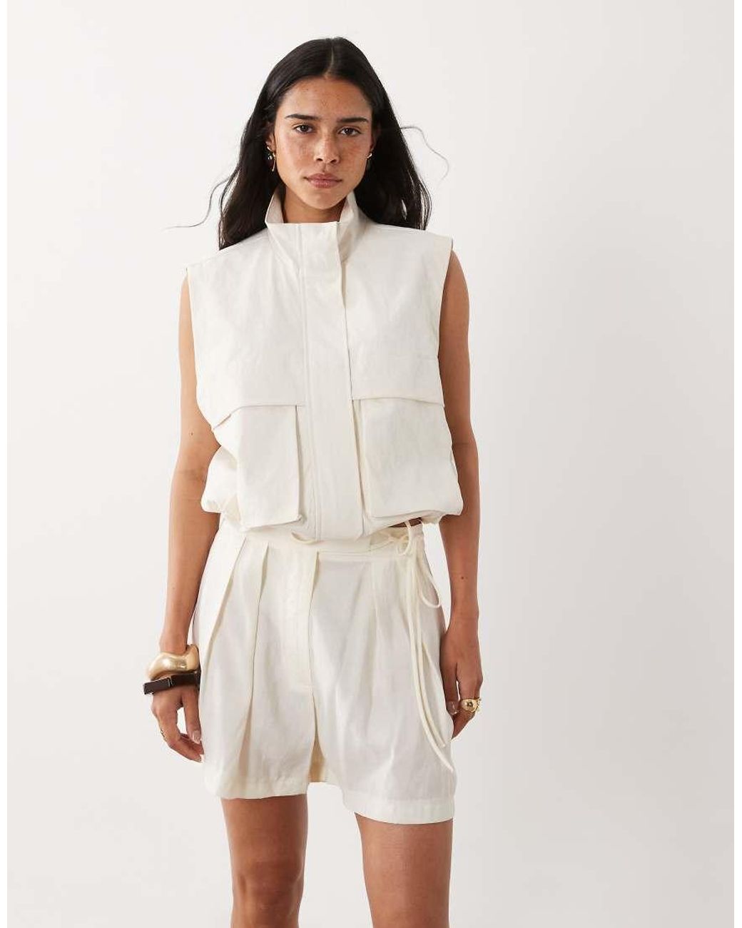 ASOS Natural Tailored Tie Detail Short