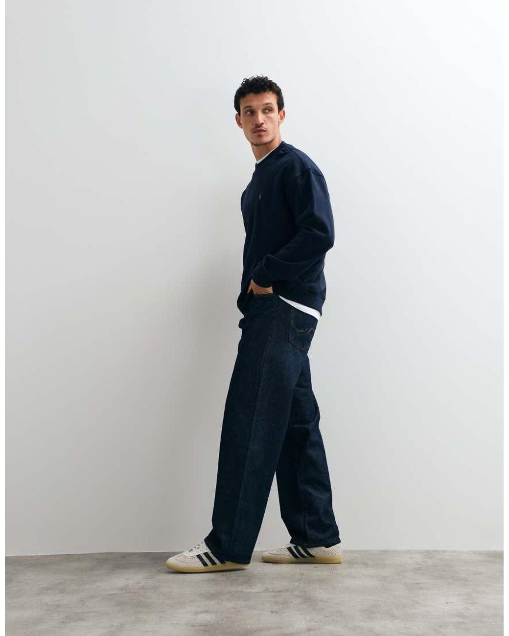 AllSaints Blue Asher Logo Crew Sweatshirt for men