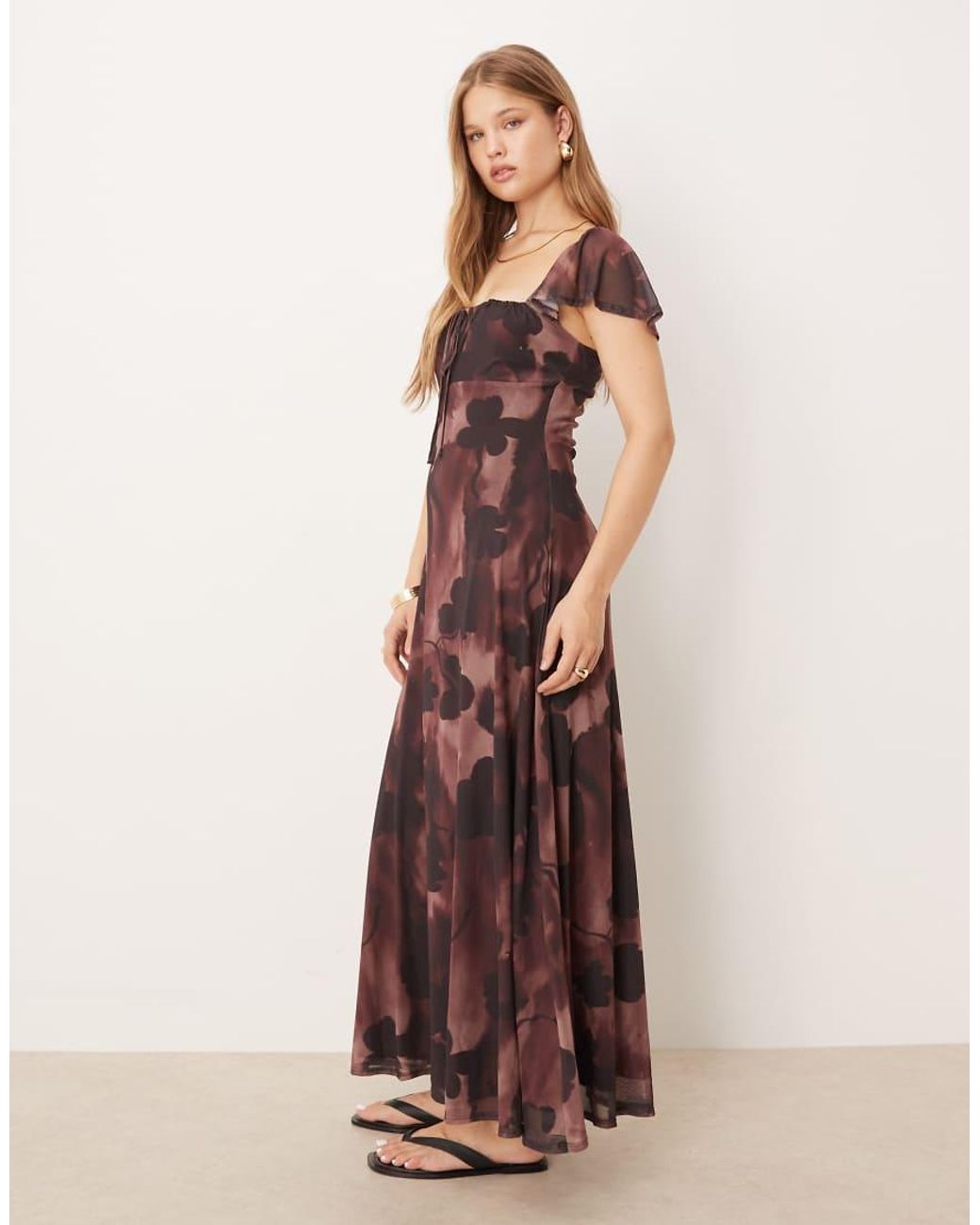 formal long sleeve brown dress Brown Satin Floor Length Prom Dress , Off the Shoulder A-Line Evening Dress US 4 / Brown
