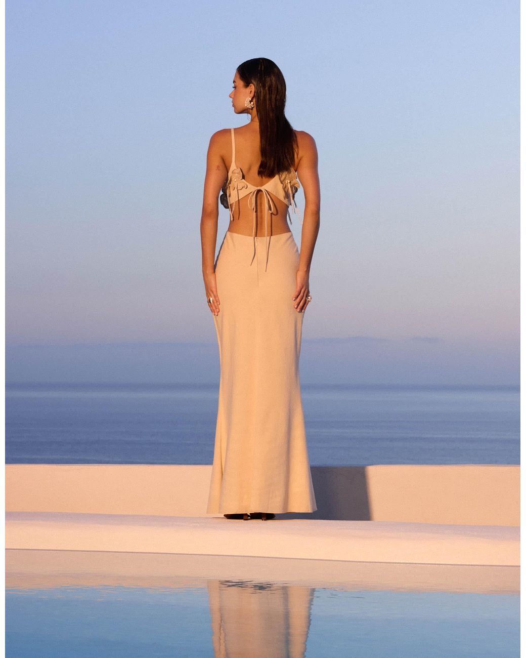 white christmas dresses Elegant Bust Cut Out Split Sequin Prom Maxi Dress M0543 main image 1