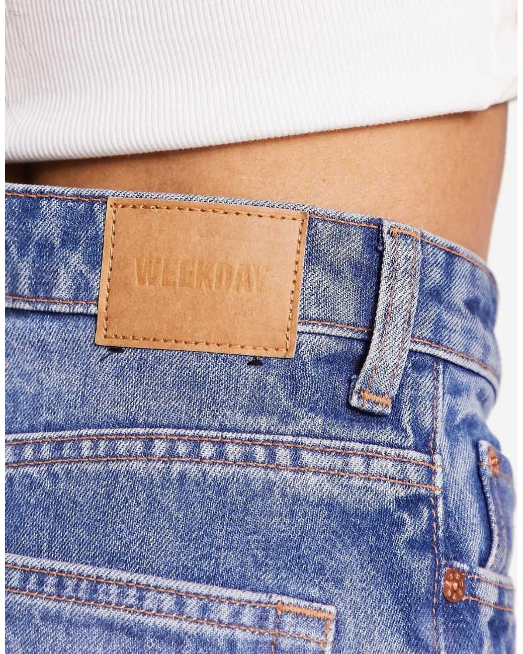 Weekday Blue Rowe Extra High Waist Straight Leg Jeans