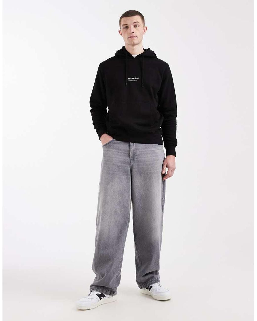 Jack & Jones Black Hoodie With Front Print for men