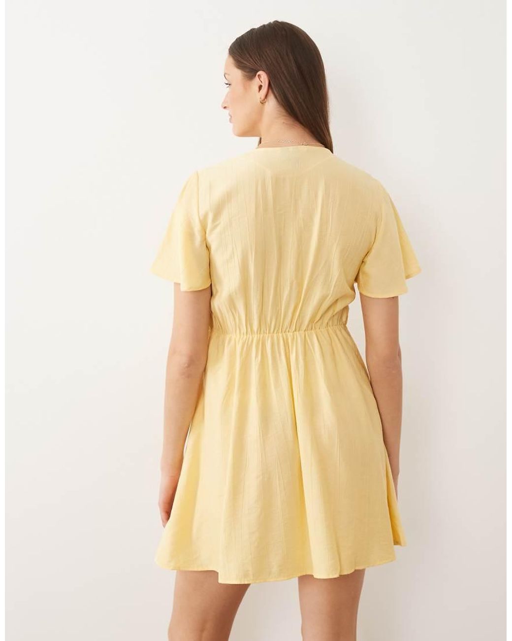 Vero Moda Natural Crinkle Textured Woven Tie Front Mini Dress