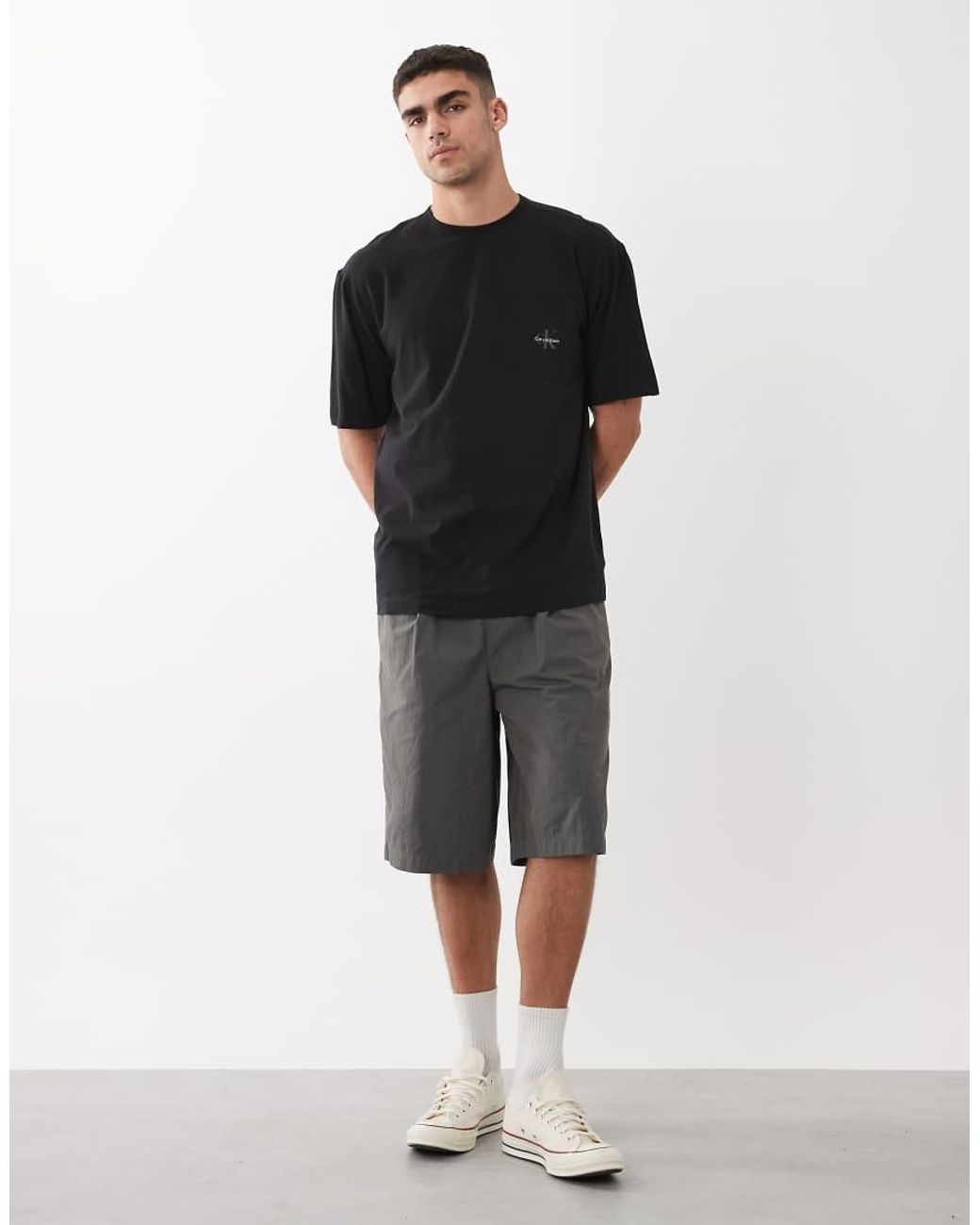 Calvin Klein Black Icon Cotton Blend Stretch Relaxed Fit T-shirt for men
