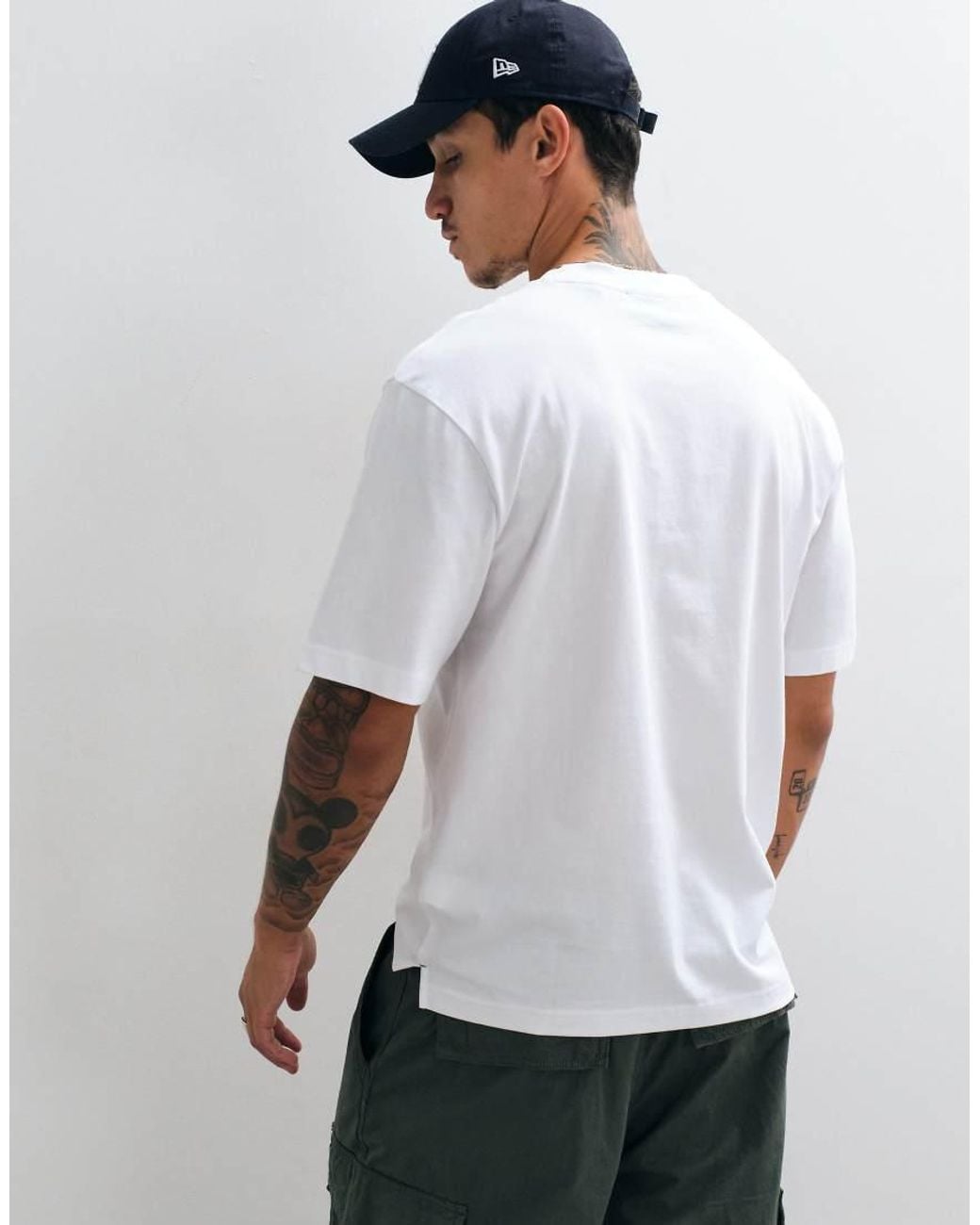 HUGO White T-shirt With Embroidered Floral Logo Print for men