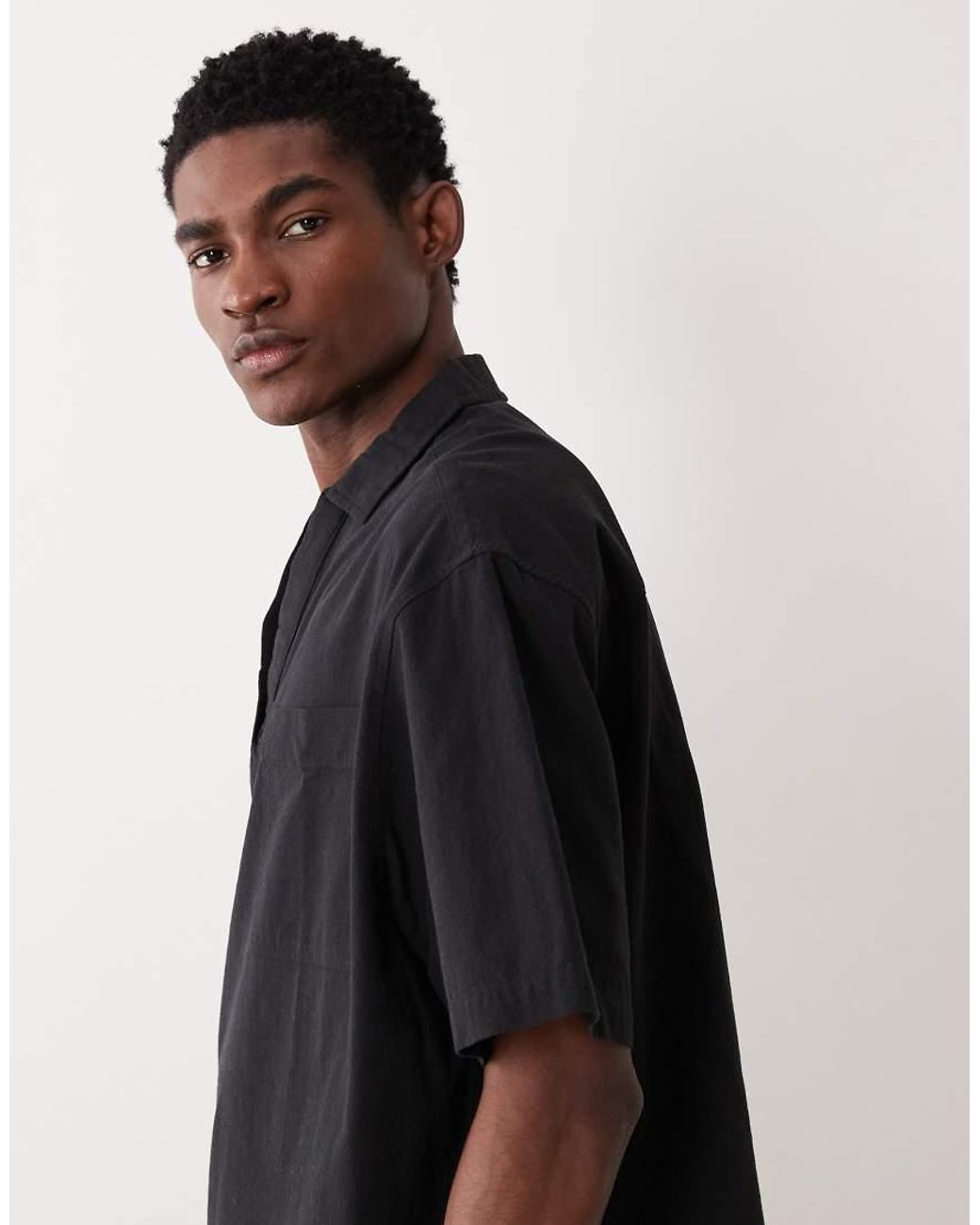 ASOS Blue Oversized Overhead Textured Shirt for men
