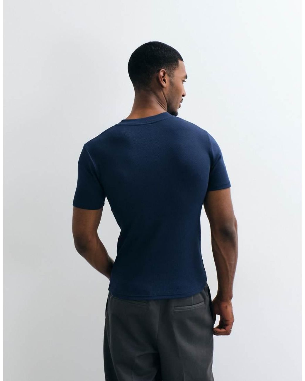 ASOS Blue Muscle Fit T-shirt With V-neck for men