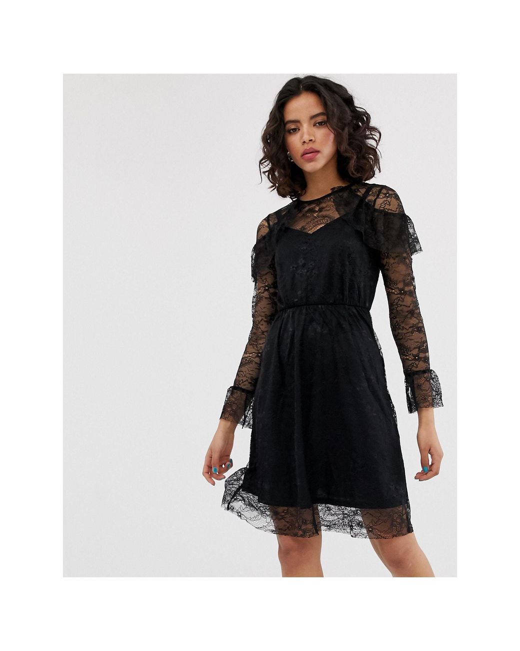 warehouse black lace dress