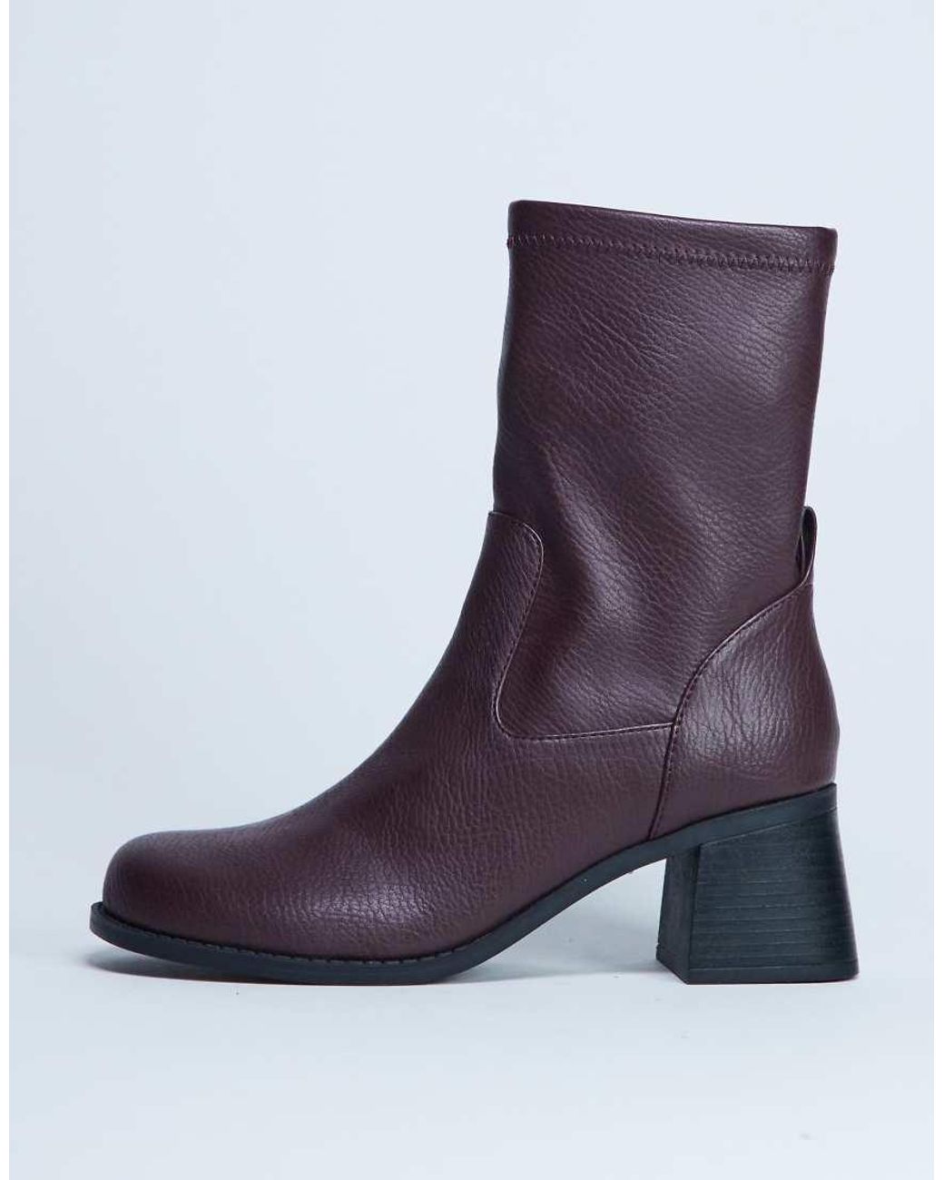 TOPSHOP Purple Niamh Block Heel Ankle Boot