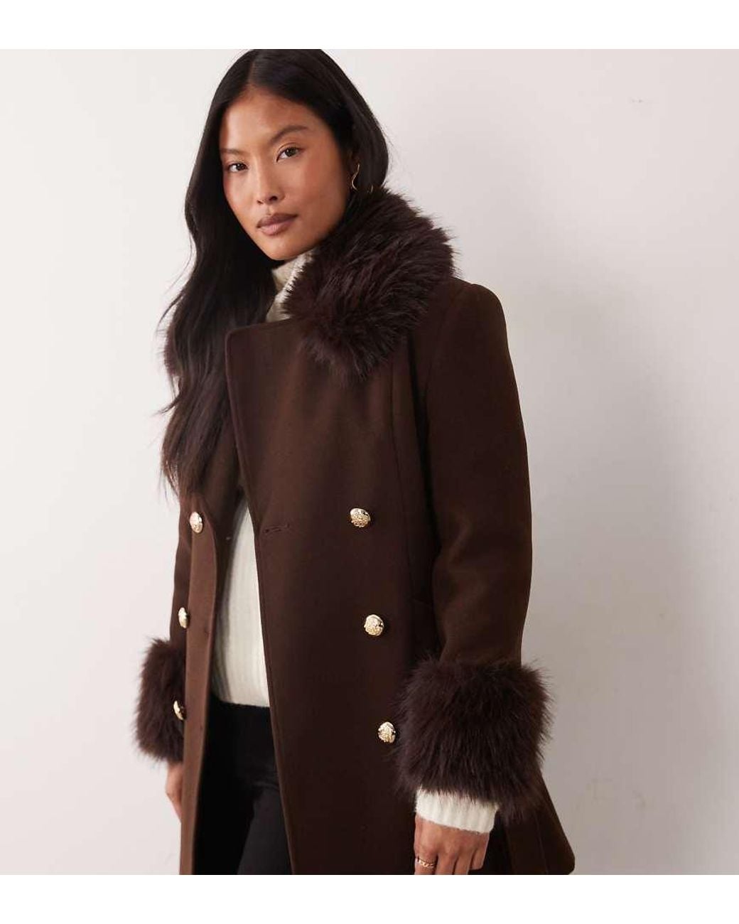 Miss Selfridge Brown Formal Belted Coat
