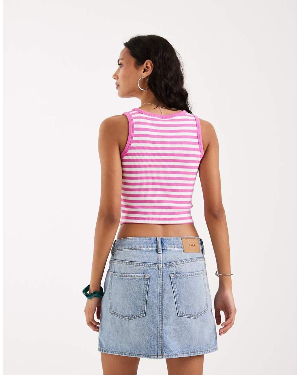 JJXX Red Fallon Ribbed Cropped Vest