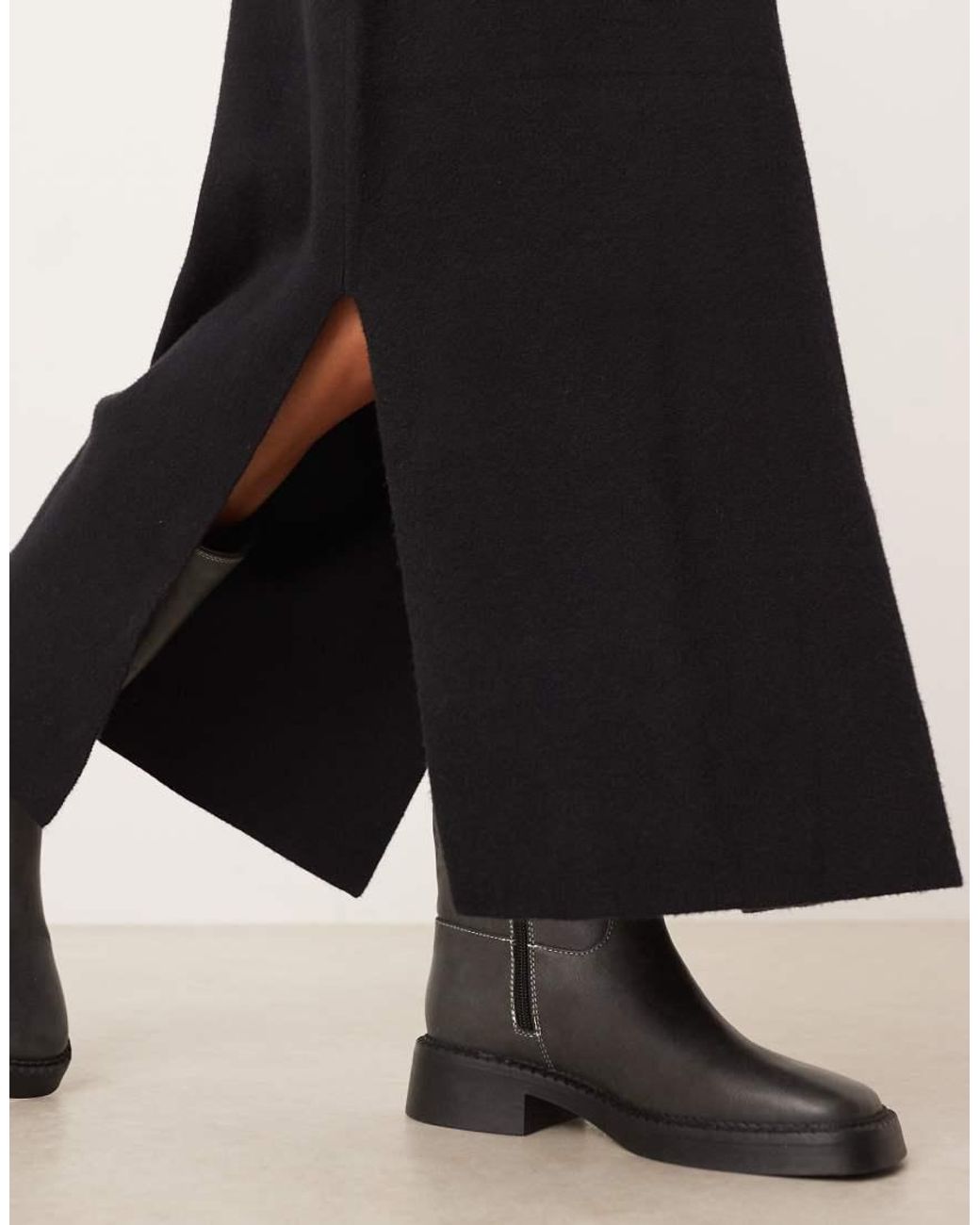 Y.A.S Black Stand Neck Knitted Maxi Dress