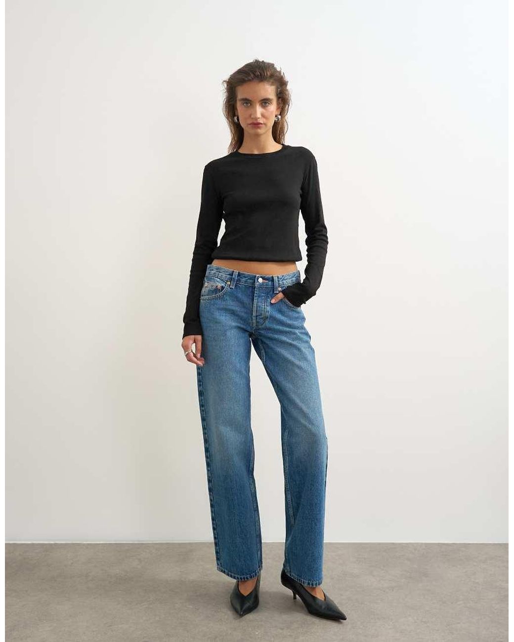 TOPSHOP Blue Ember Low Rise Relaxed Straight Jean