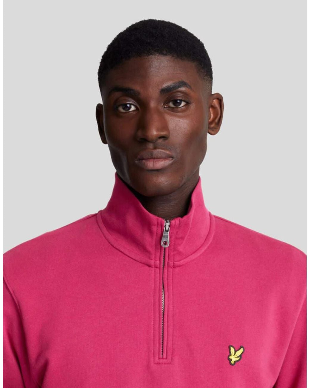 Lyle & Scott Pink Mid Layers Quarter Zip Pullover Sweatshirt for men