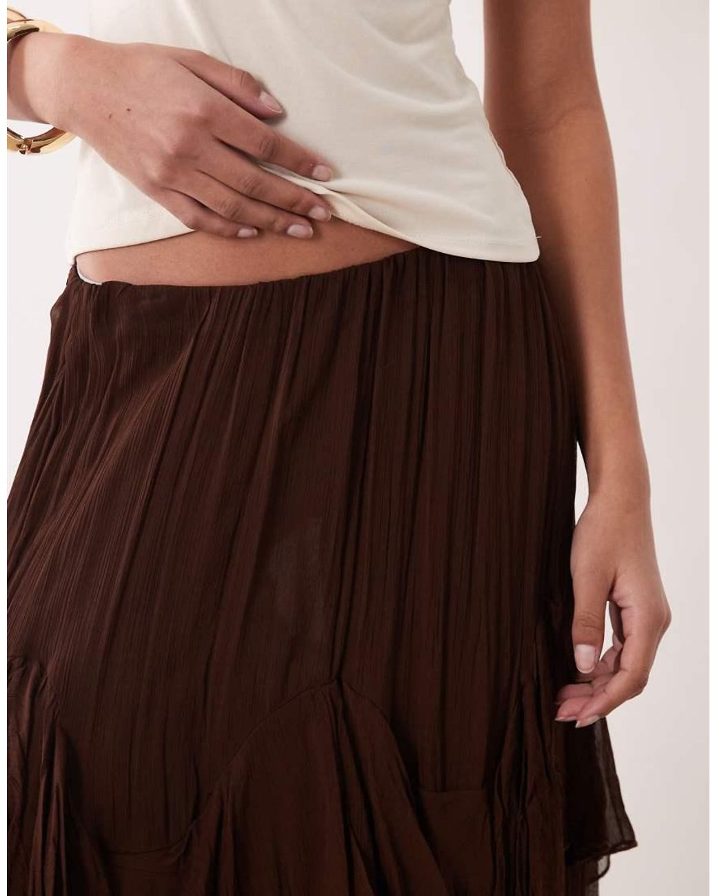 Mango Natural Ceci Ruffle Maxi Skirt
