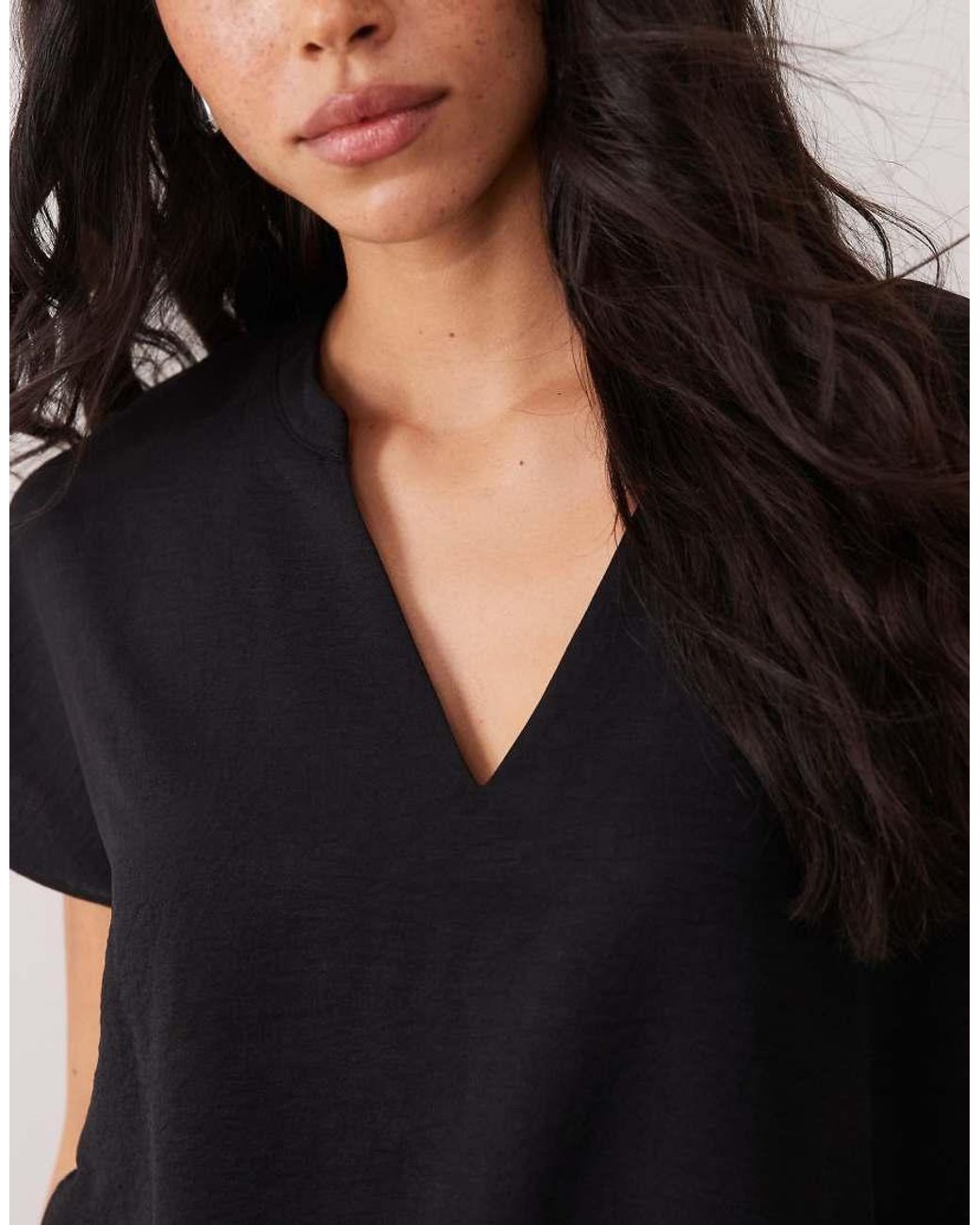 Jdy Black V Neck Short Sleeve Blouse