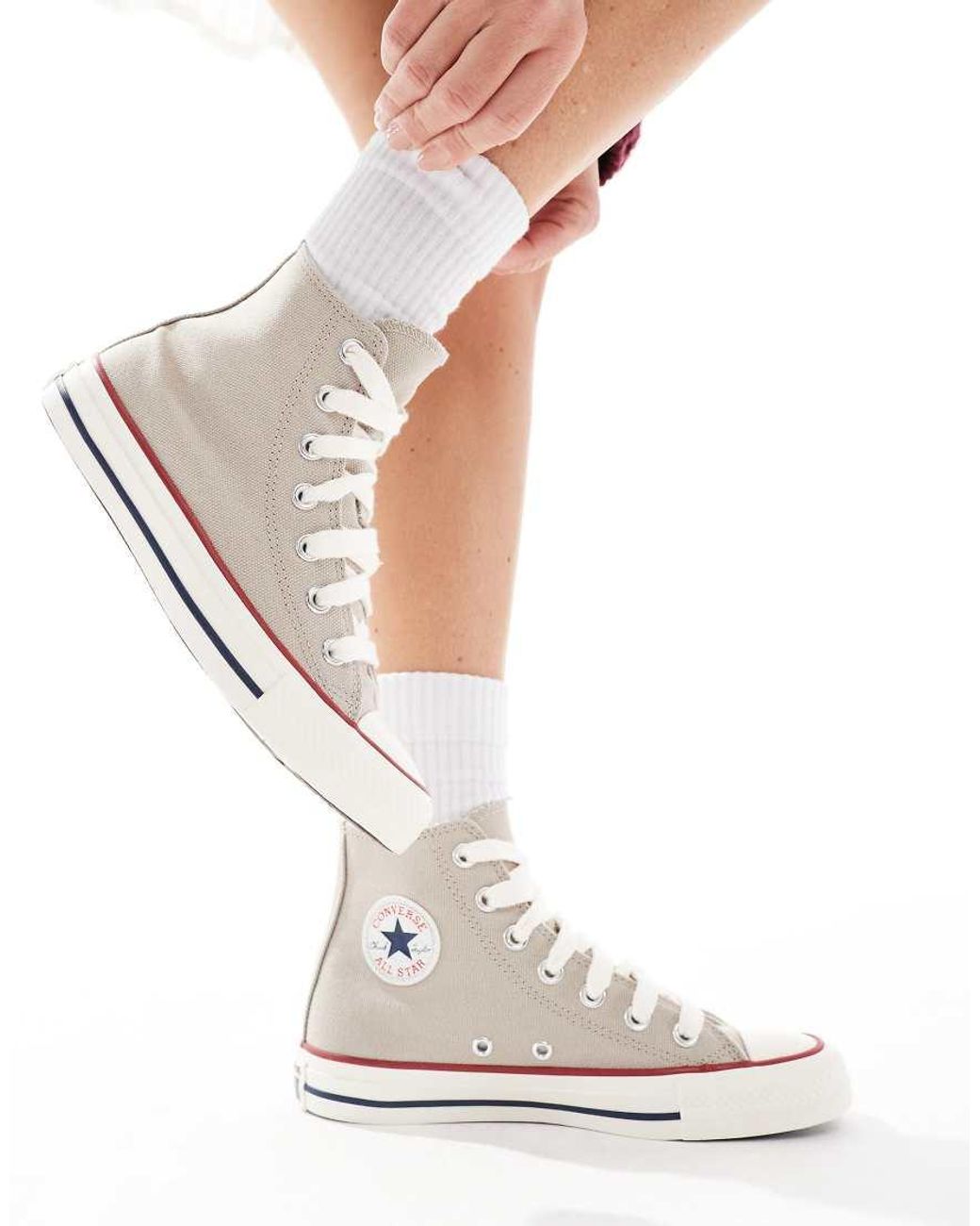 Converse White Chuck Taylor All Star Hi Trainers With Chunky Laces