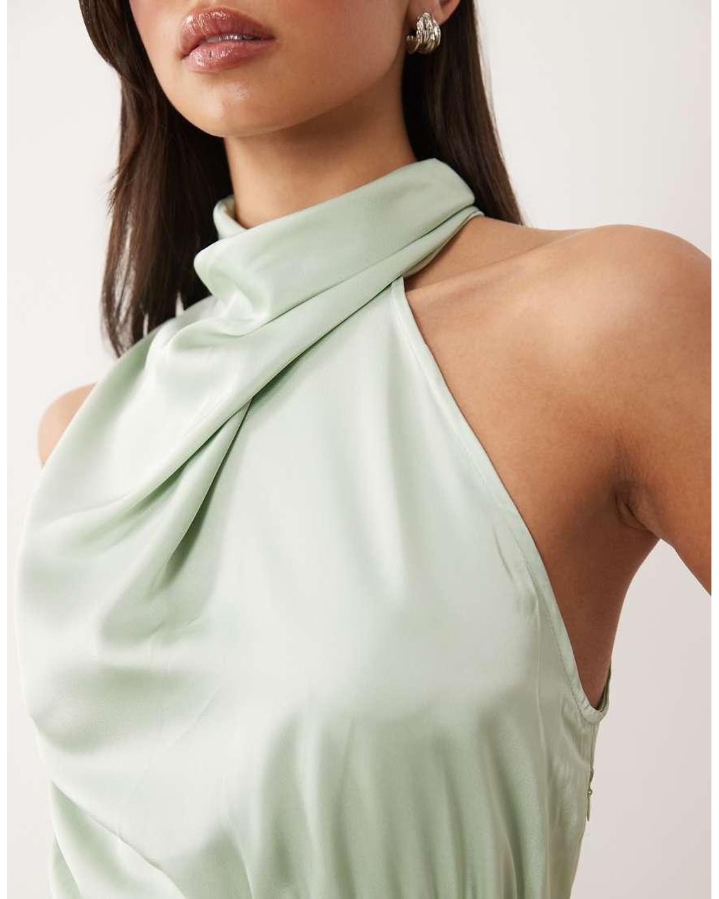 Vila Natural High Neck Satin Maxi Dress