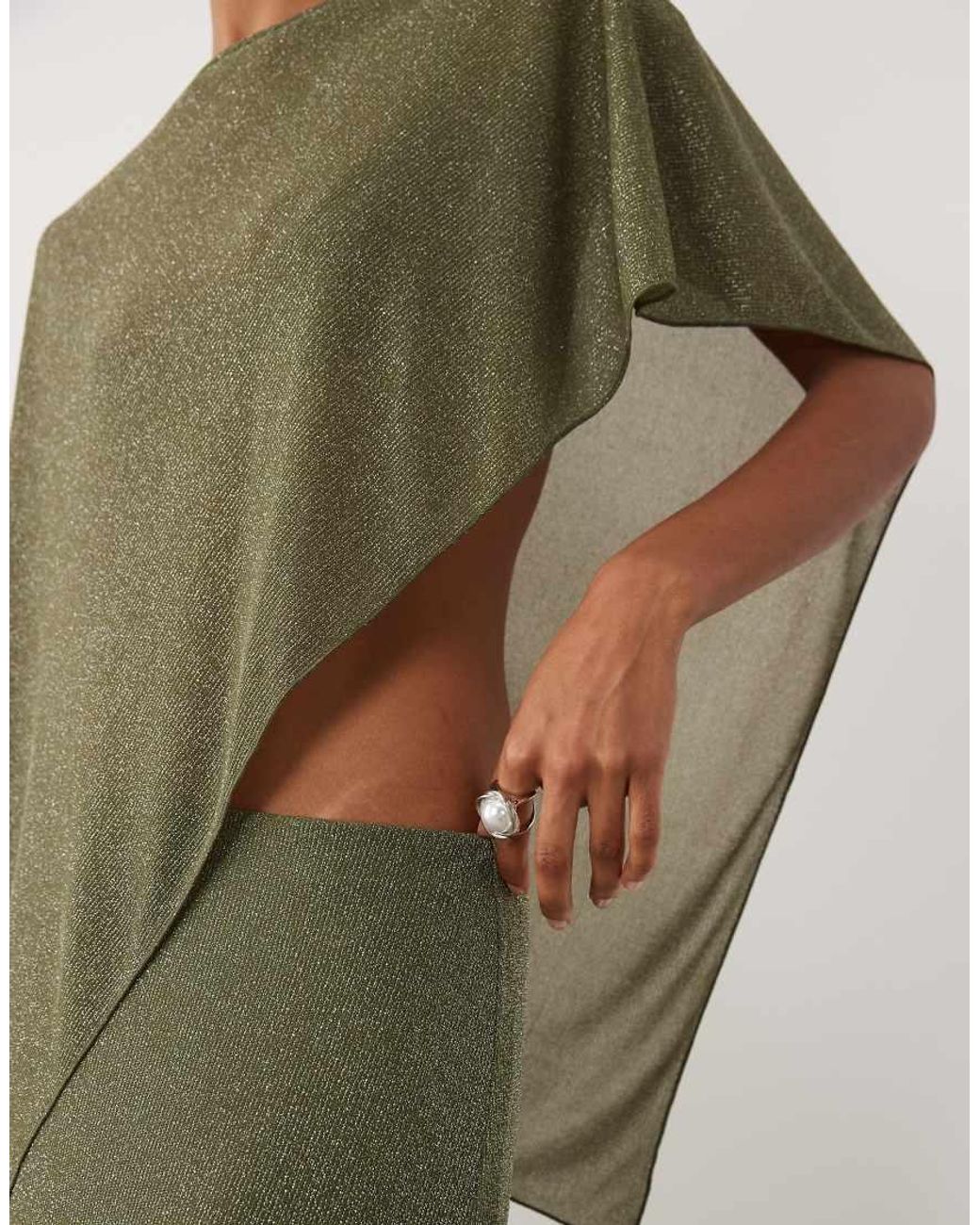 Gina Tricot Green Mix & Match Sheer Asymmetric Poncho