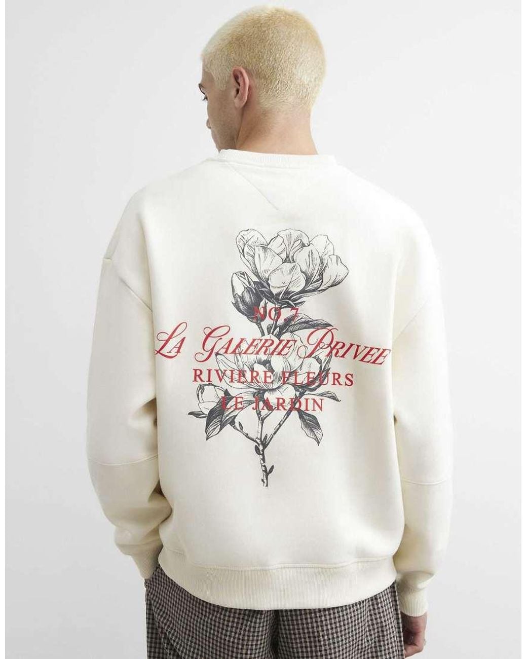 River Island White Regular Fit Cotton Floral Sweatshirt for men