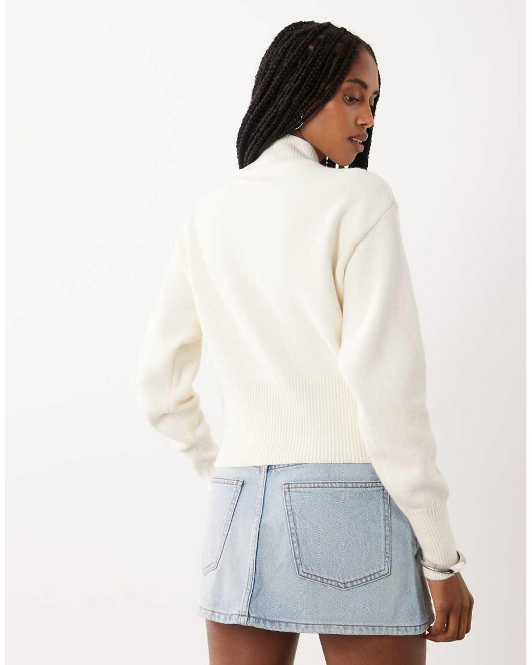 Cotton On White Lotus Cinched Zip Knit
