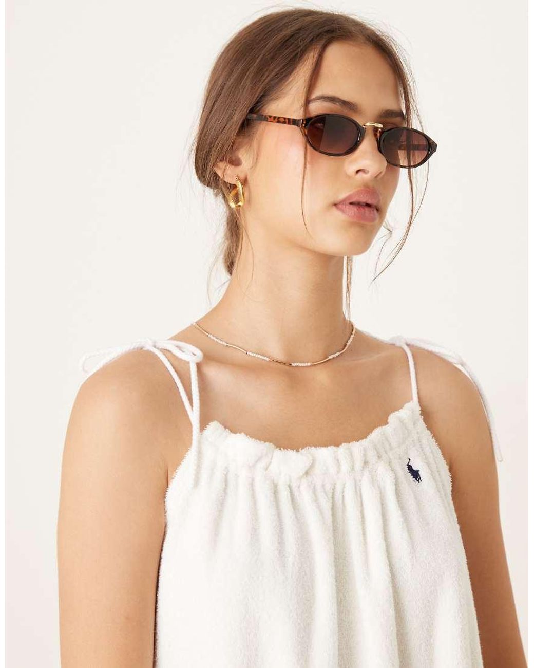 Polo Ralph Lauren White Shoulder Tie Dress