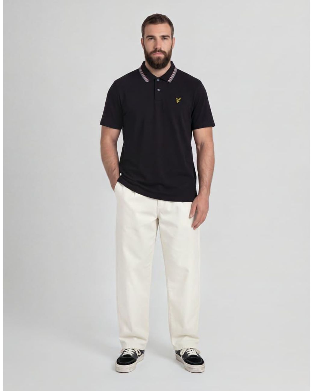 Lyle & Scott Black Ss Polo Shirts Track Tipped Polo Shirt for men