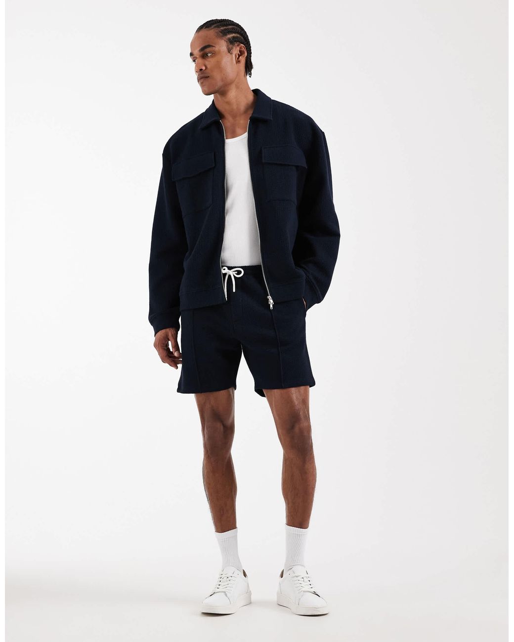 ASOS Blue Relaxed Zip Through Jacket for men