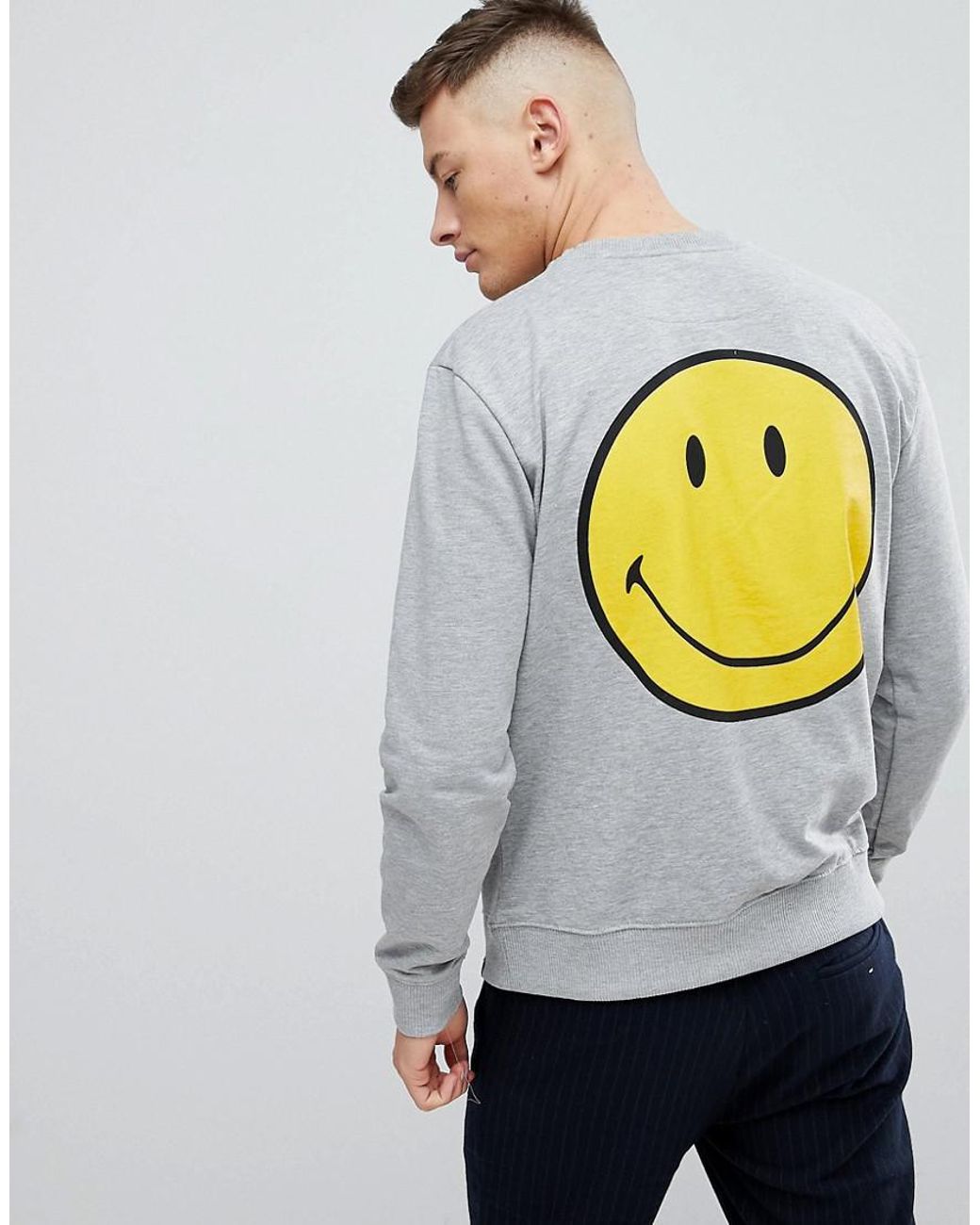 Pull\u0026Bear Denim Smiley Face Sweatshirt 