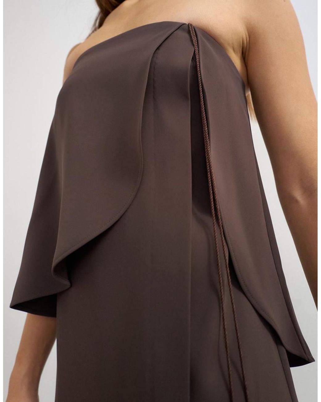TOPSHOP White Heavy Crepe Fold Over Bandeau Maxi Dress With Tassel Detail
